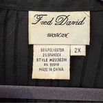 Fred David  Black Textured Blouse 3/4 cuffed sleeves Photo 4