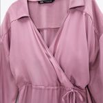 ZARA  SATIN EFFECT WRAP MIDI V-NECK DRESS Size XS NEW Photo 11