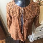 Free People  One flowy lace neck semi sheer boho artsy S blouse Photo 3