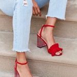 Urban Outfitters red ruffle heels Photo 0