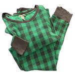 Victoria's Secret Victoria’s Secret Buffalo Plaid Thermal Pajama Set Sz L Green Black Check Cozy Photo 3