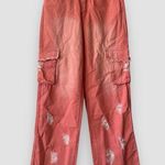 Pink Coral Ombré Wide Leg Cargo Denim Pants Cotton Y2K Streetwear Sz Small Photo 0