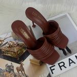 Cape Robbin Women's  Mexmon Square Heel Slip On Sandals Mules Shoes Brown Size 8 Photo 2