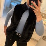 Talbots  Faux Fur Vest – Black – Size Large wool/cotton blend Photo 4