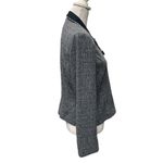 Positive Attitude Fitted Tweed Blazer Jacket Blue White Full Zip Preppy Work Size 10 Photo 4