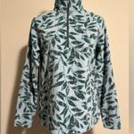 Eddie Bauer NWOT  Green and Blue Leaf Fleece Pullover 1/4 zip size medium Photo 0