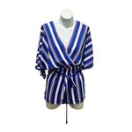 Lulus Women's Blue Striped Kimono Sleeve Romper Size S Photo 3