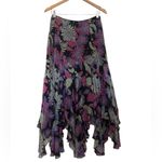 Dana Buchman Y2K Silk Asymetrical Midi Skirt Vtg Floral Print Flowy Flare Size 4 Photo 2