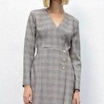 ZARA ✨SALE Grey Plaid Jeweled Blazer Mini Dress Size S NWT Photo 0