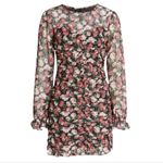 VICI Dress Womens Small Black Floral Long Sleeve Ruched Short Mini Party Photo 3