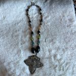 Boho Artisan Beaded Necklace Tribal Filigree Pendant Statement Earthy Y2K Witchy Photo 4