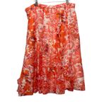 Coldwater Creek  Women A Line Skirt PXL Pink Orange Whimsical Floral Silk‎ Blend Photo 7