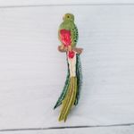 Vintage Brooch / Vintage Pin Parrot Green & Red Long Tail Statement Photo 1