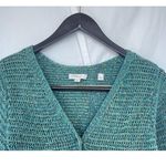 Vince  Marled Crochet Cardigan Medium Neck Long Sleeve Knit Green Open Front Photo 1