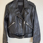 AllSaints Women’s Balfern Biker Leather Jacket Black Moto All Saints Belted US 4 Photo 0