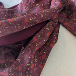 Senlis Floral Cropped Puff Sleeve Top Burnt Burgundy Size XS Cottagecore Purple Photo 2