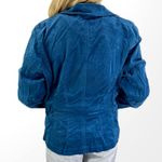 American Vintage 00s FOLIO Vintage Blue Teal cotton Stretch Button Blazer Jacket Photo 2