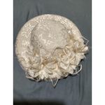 Whittall & Shon Hat Wide Brim Fitted Womens White Lace Floral Church Made USA Photo 2