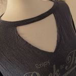 rock'n roll Cutest Long V Cut Beck Blue “Enjoy  “ Short Sleeve Flowy Top Photo 4