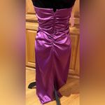 BHLDN  Selena Strapless Stretch Satin Slip Ruched Midi Dress‎ Purple Size Medium Photo 8