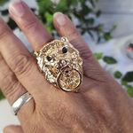 Gold Statement Doorknocker Lion Head Stretch Ring Photo 4
