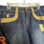 Rocawear Y2K Roca Wear Women's 9 Jeans Blue Denim Pink Tan Corduroy Spell Out Distressed Photo 2
