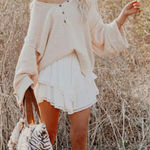 NWT Boho Ruffle High Waist Tiered Crochet Skort Photo 0