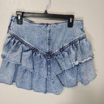 Denim Tiered Ruffle Skirt size M Blue Size M Photo 5