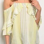 Polagram Off shoulder striped ruffle sleeve top Petite Small Photo 2