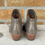 Joie  Leather Metallic Gold Wood Stacked Block Heel Point Toe Ankle Boots Sz 37.5 Photo 1