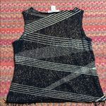 VINTAGE GLITTER FRINGE TANK TOP BLOUSE Black Size M Photo 4
