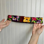 None Vintage Floral Embroidered Red Belt Velcro Closure Photo 1