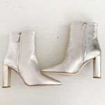 Tory Burch NEW  Size‎ 8.5M Penelope 90MM Metallic Calf Leather Point Bootie Gold Photo 1