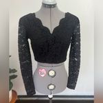 City Studio Womens Black Lace Glitter
Crop Top Blouse Photo 3