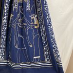 Vintage Womens XXS Egyptian Hieroglyphic Blue Midi Skirt Historical Museum Artsy Photo 4
