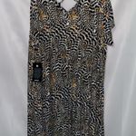 NWT AVENUE WO SIZE 26/28K KNIT DRESS ANIMAL LEAF PRINT CRISS CROSS BACK NEW Black Photo 13