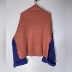 Free People Wine Colorblock Park City Slouchy Waffle Cotton Blend Sweater Small Photo 1