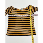 Forever 21  Women's Striped Ribbed Long‎ Sleeve Crop Top Blue Yellow Size Small Photo 6