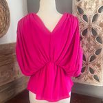 EXPRESS  Fuchsia Draped baby doll Blouse Photo 2