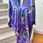 Vintage Purple Satin Peacock & Pink Lotus Open Kimono Robe Size undefined Photo 0