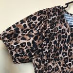 ZARA Women’s Leopard Print Smocked Peplum Hem Short Puff Sleeve Blouse Photo 3