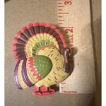 Hallmark Thanksgiving Tom Turkey Pin Vtg Holiday Jewelry Brooch Ceramic 2.25" Photo 3