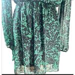 Vintage Love Crazy Green Black Print Mini Dress Women's L‎ Sheet Long Sleeve Size L Photo 2