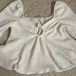 Gaze USA White Long Sleeve  Crop Top Tie Front Photo 0