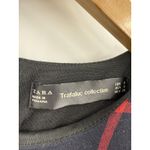 ZARA  Trafaluc Dress Womens Small Navy Red Windowpane Plaid Ruffle Sleeve Lined Photo 2