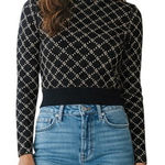 Noli Fitted Long Sleeve Crop Logo Jacquard Print Athleisure Top EUC Size Small Photo 0