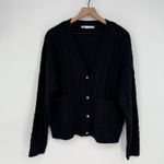 ZARA  Black Cable Knit Button Front Cardigan Sweater Size Medium Photo 1