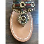 Jack Rogers Navajo Hamptons Thong Sandals Whipstitch Paisley Gold 7.5 or 7 RARE Photo 7