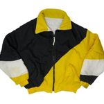 Vintage 80s Black White & Yellow Colorblock Puffer Coat Size L Photo 2