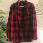 Faded Glory 100% cotton red and black  button up down plaid flannel shirt Photo 0